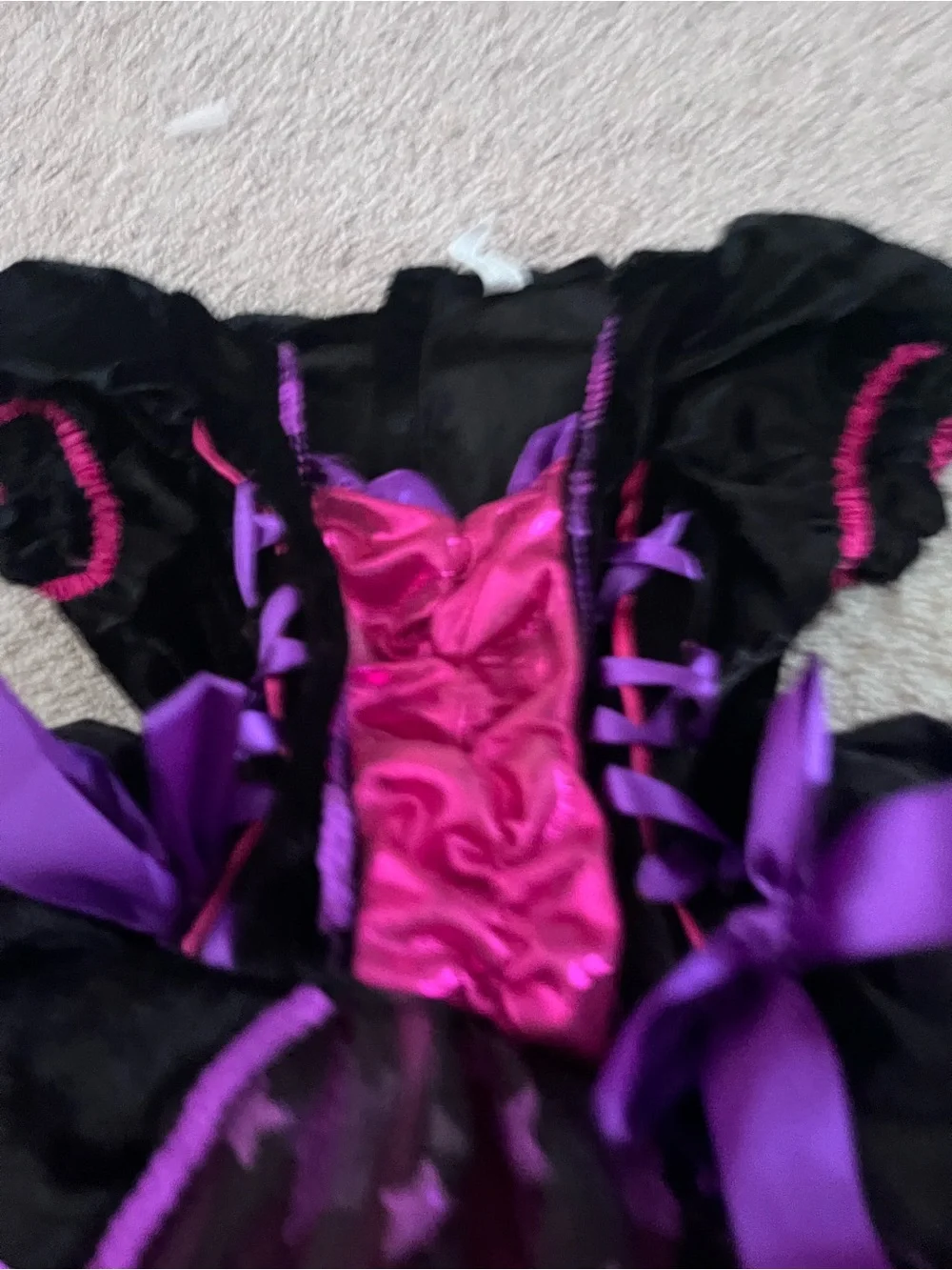 Light up Black and Pink Star Tulle Witch Costume Dress